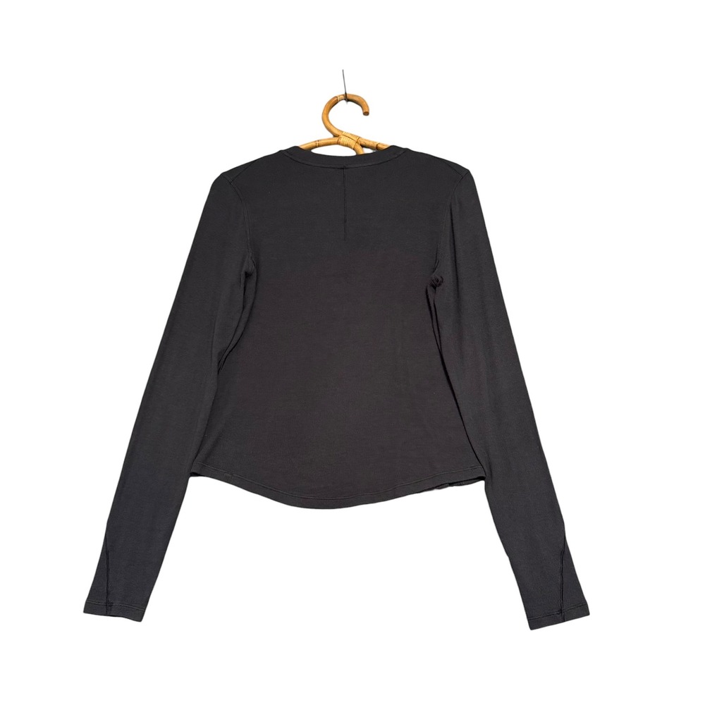 Lululemon | Hold Tight Long Sleeve Henley Black Ribbed Shirt - Picture 8 of 14